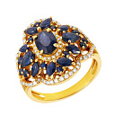 Кольцо из желтого золота с бриллиантами, сапфирами