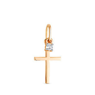 Подвеска из красного золота с бриллиантом