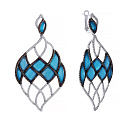 Серьги из серебра с агатом, фианитом