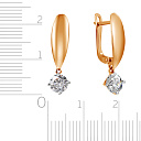 Серьги с английским замком из красного золота с фианитом