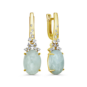 Серьги с английским замком из желтого золота с бриллиантами