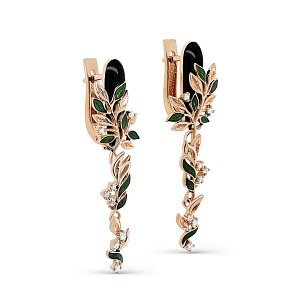 Серьги с английским замком из красного золота с бриллиантами