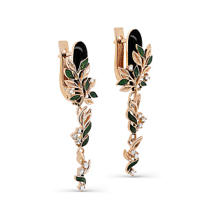 Серьги с английским замком из красного золота с бриллиантом