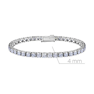 Браслет теннисный из серебра с фианитом