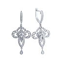 Серьги с английским замком из белого золота с бриллиантами