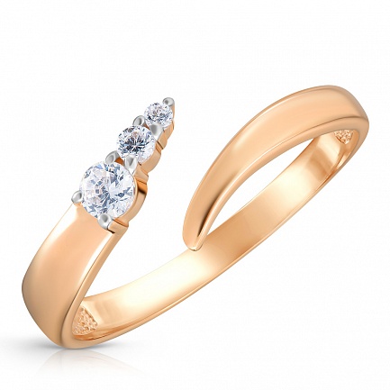 Кольцо из красного золота с фианитом