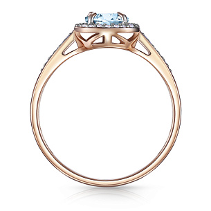 Кольцо из красного золота с бриллиантами и топазом