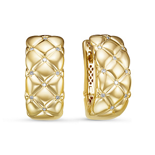 Серьги из желтого золота с бриллиантом