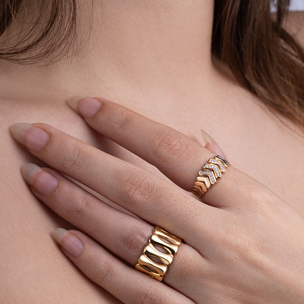 Кольцо из серебра с позолотой, фианитом