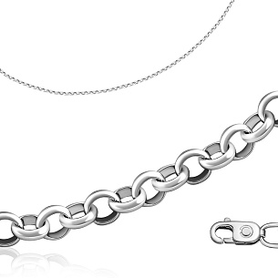 Цепь автомат из белого золота, плетение бельцер