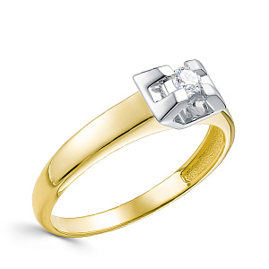 Кольцо из желтого золота с бриллиантом