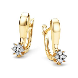 Серьги с английским замком из желтого золота