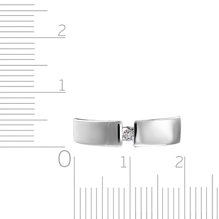 Кольцо обручальное из белого золота с бриллиантом