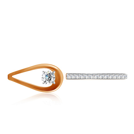 Кольцо из красного золота с фианитом