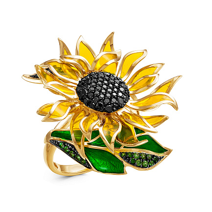 Кольцо из желтого золота с бриллиантами