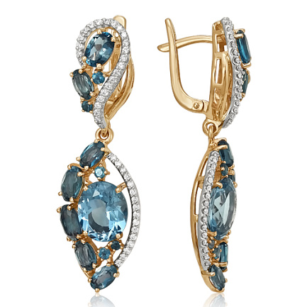 Серьги с английским замком из комбинированного золота