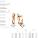 Серьги с английским замком из красного золота с фианитом