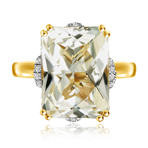 Кольцо из желтого золота с топазом, бриллиантами