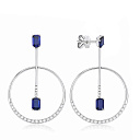 Серьги из белого золота с бриллиантами, сапфиром