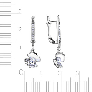 Серьги с английским замком из белого золота с бриллиантом