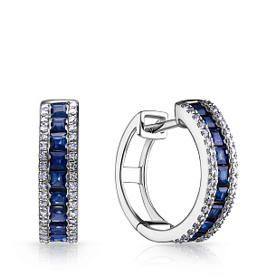 Серьги Конго из белого золота с сапфирами и бриллиантами