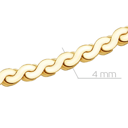 Браслет автомат из желтого золота, плетение панцирное