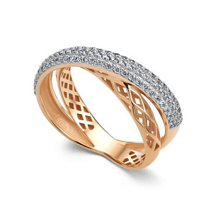 Кольцо из красного золота с бриллиантом