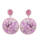 Серьги из красного золота с корундами, сапфирами