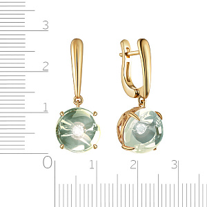 Серьги с английским замком из желтого золота с бриллиантами