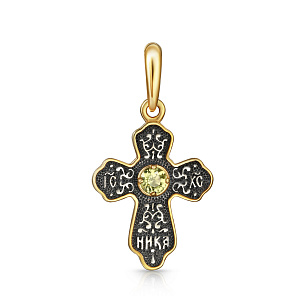 Крест из серебра с хризолитом и золочением