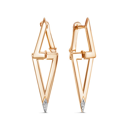 Серьги с английским замком из красного золота с бриллиантами