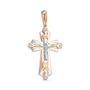 Крест из красного золота с бриллиантами