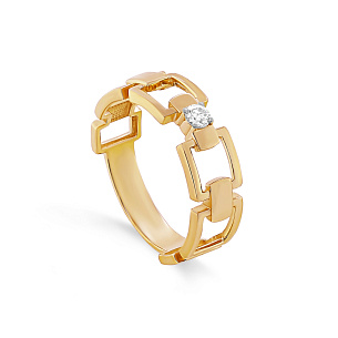 Кольцо из желтого золота с бриллиантом