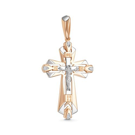 Крест из красного золота с бриллиантами