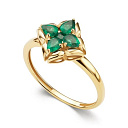 Кольцо из желтого золота с изумрудами