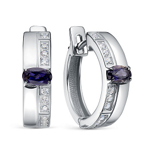 Серьги с английским замком из серебра с фианитами