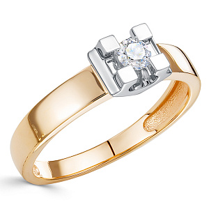 Кольцо из красного золота с бриллиантом