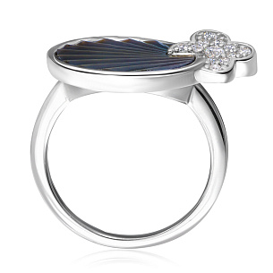 Серебряное кольцо с перламутром, фианитом