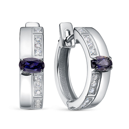 Серьги с английским замком из серебра с фианитами