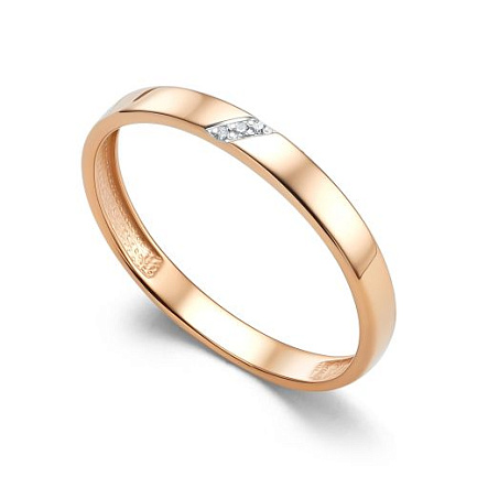 Кольцо обручальное из красного золота с бриллиантами