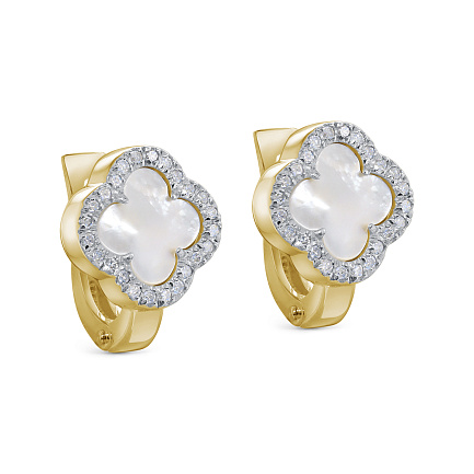 Серьги с английским замком из желтого золота с бриллиантами