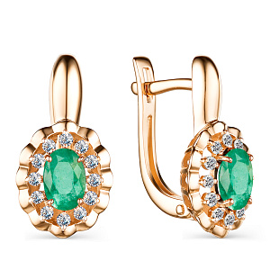 Серьги с английским замком из красного золота с бриллиантами