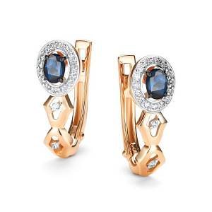 Серьги с английским замком из красного золота с бриллиантами