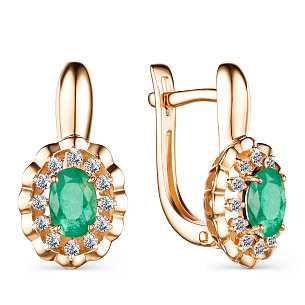 Серьги с английским замком из красного золота с бриллиантом