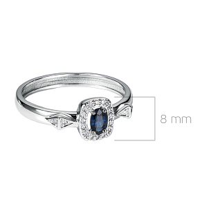 Кольцо из белого золота с сапфиром и бриллиантами