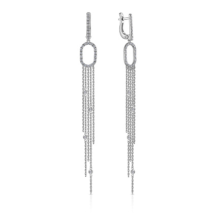 Серьги с английским замком из белого золота с бриллиантами