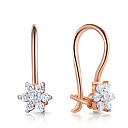 Серьги детские из красного золота с фианитом