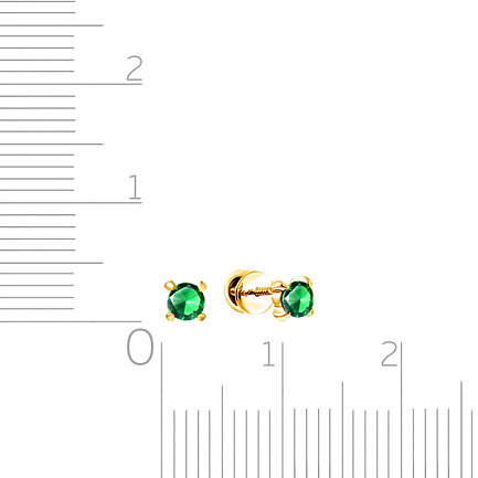 Пусеты из желтого золота с изумрудами