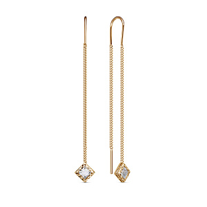 Серьги из красного золота с фианитами