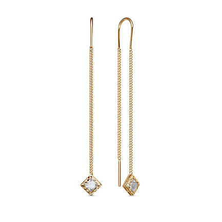 Серьги из красного золота с фианитами